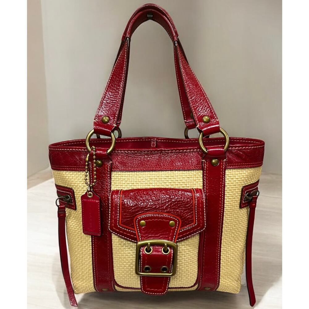 Vintage Coach 113 Legacy Straw Tote Bag & Wristlet - Picture 2 of 14